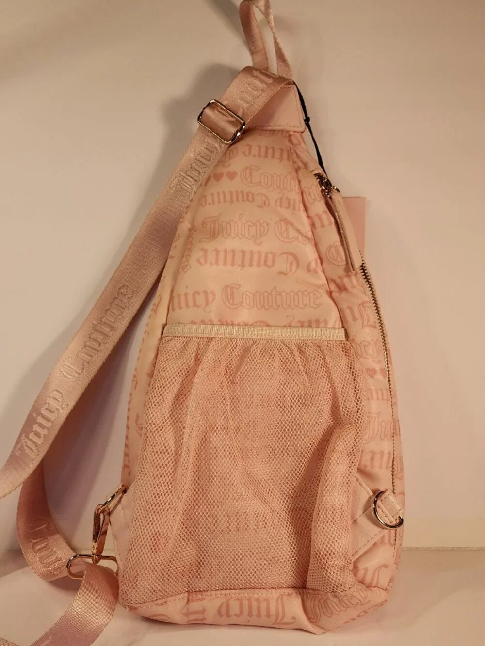 NWT Juicy Couture Material Girl Sling Backpack in Powder Blush